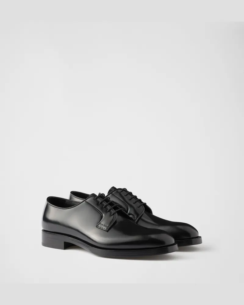 Prada Schnürschuhe Aus Gebürstetem Leder, Herren, Schwarz, Größe 12 Schwarz