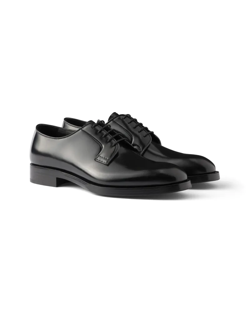 Prada Schnürschuhe Aus Gebürstetem Leder, Herren, Schwarz, Größe 12 Schwarz