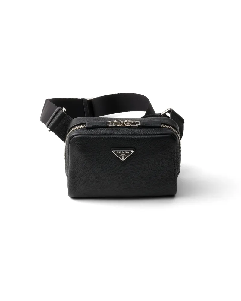 Prada Schultertasche Aus Leder, Herren, Schwarz Schwarz