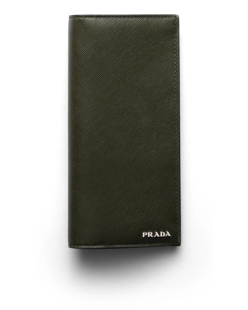 Prada Geldbörse Aus Saffiano-leder, Herren, Moos/burgunder Moos