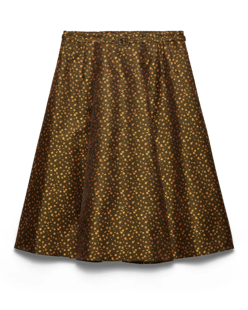 Prada Rock Aus Duchesse-jacquard, Damen, Waldgrün, Größe Waldgrün