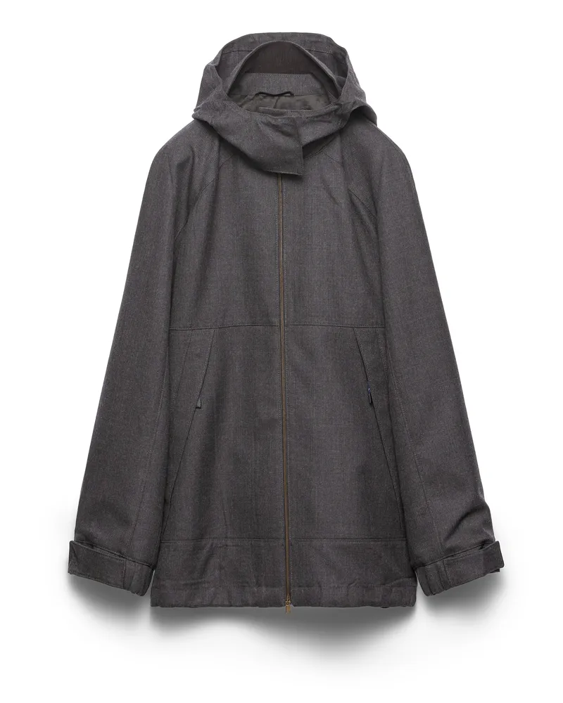 Prada Jacke Aus Mélange-hopsack-wolle, Damen, Schiefergrau, Größe Schiefergrau