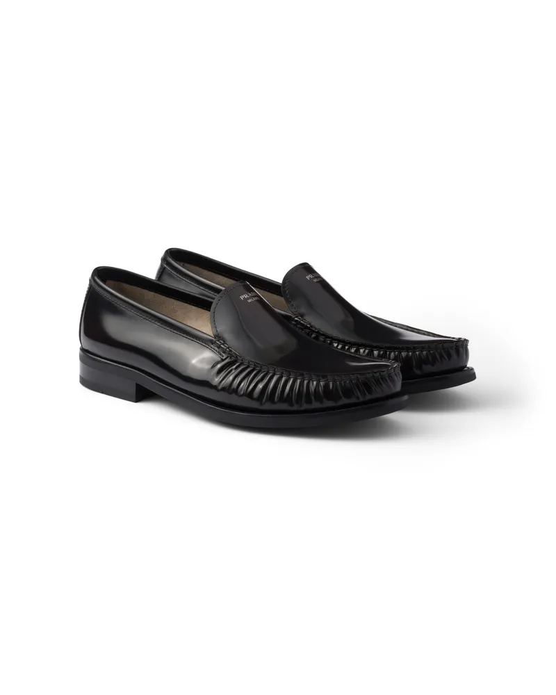 Prada Loafer Aus Gebürstetem Leder, Herren, Sienna, Größe 10 Sienna