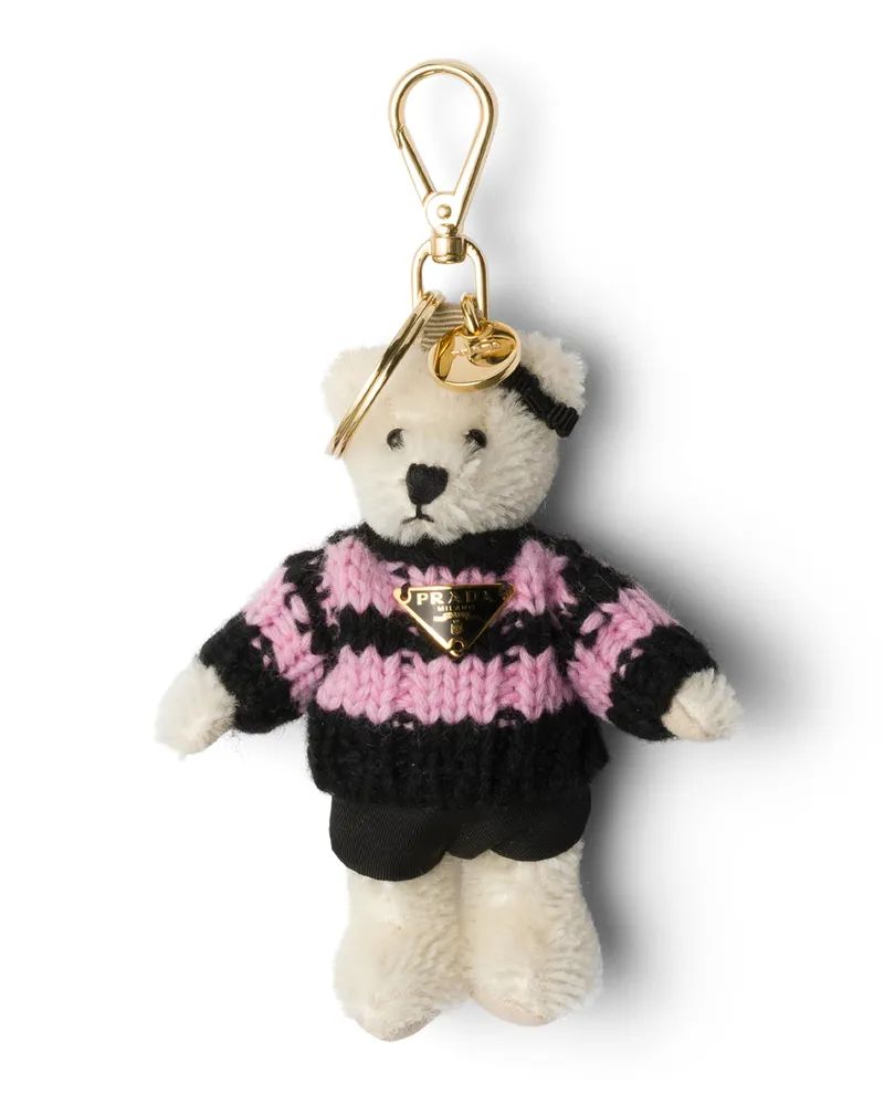 Prada Teddy-schlüsselanhänger, Damen, Rosa/schwarz Rosa