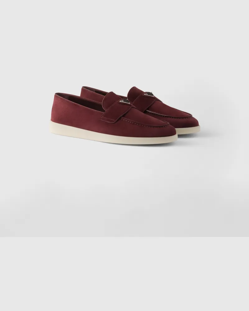 Prada Loafer aus Wildleder Burgunderrot