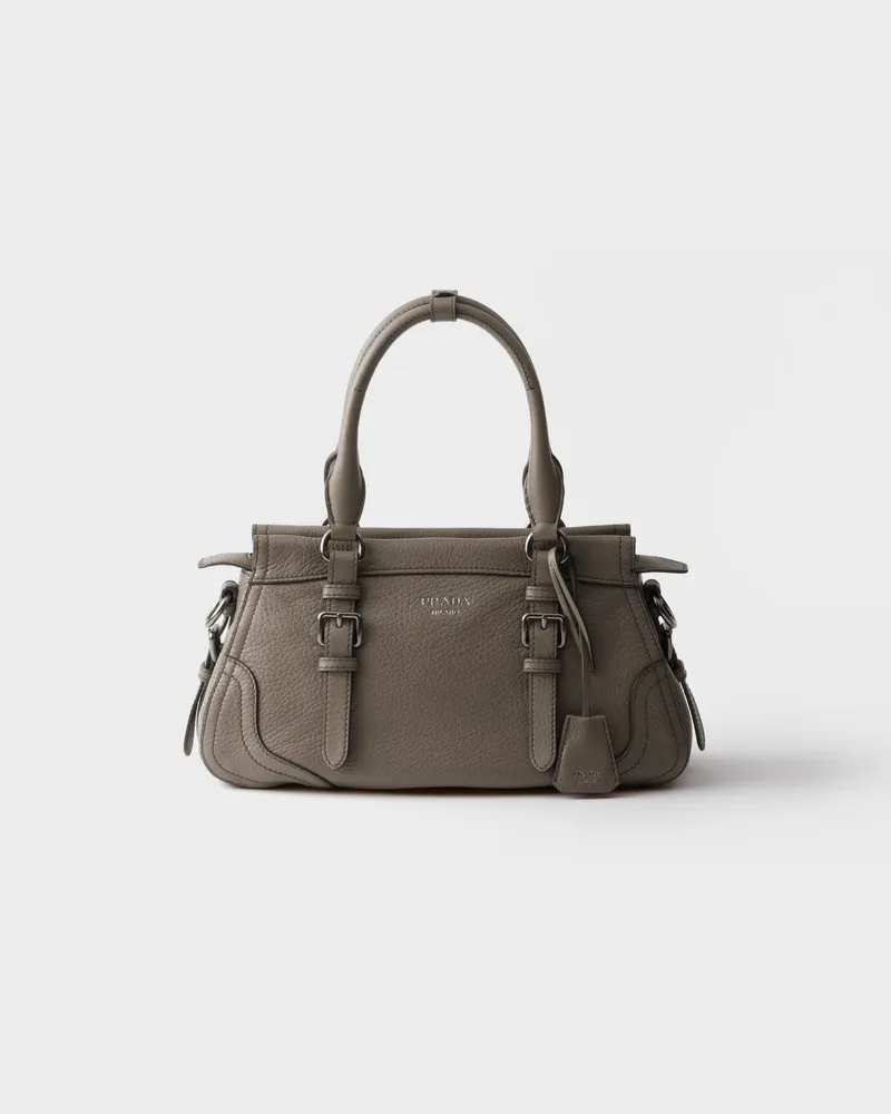 Prada Große Tote Bag aus Leder Lehmgrau