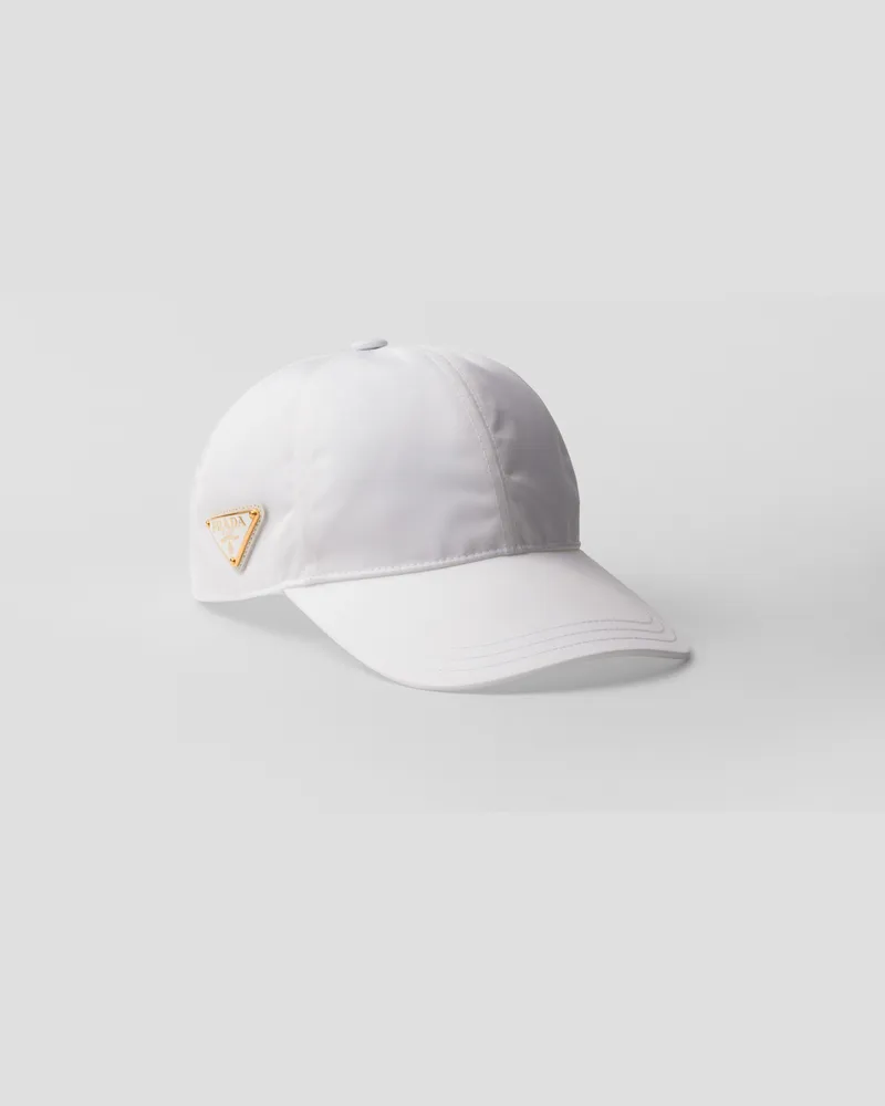Prada Baseballkappe aus Re-Nylon Weiss