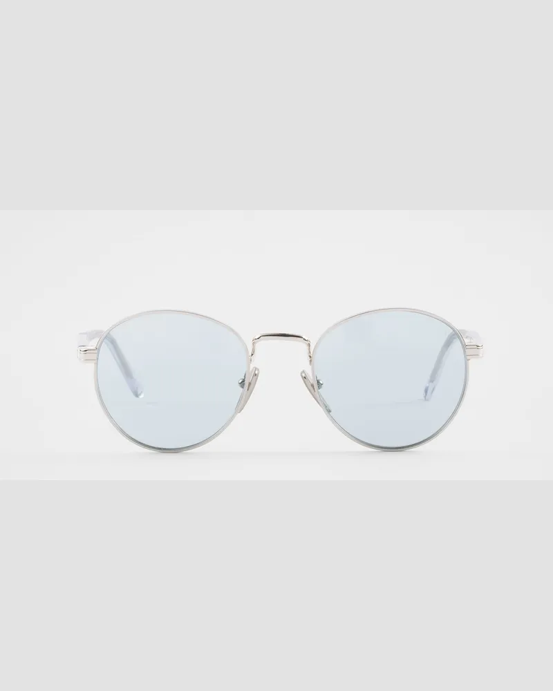 Prada Sonnenbrille mit der ikonischen Plakette aus Metall Fliegerblaue