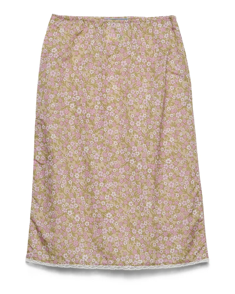 Prada Midirock Aus Re-nylon Mit Blumenmuster, Damen, Alabasterrosa, Größe Alabasterrosa