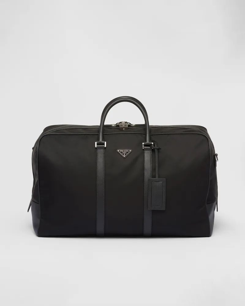 Prada Seesack aus Re-Nylon und Saffiano-Leder Schwarz