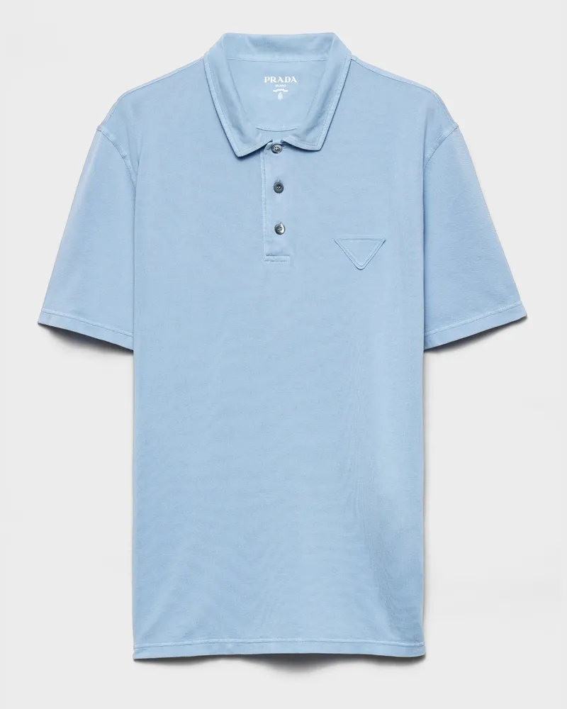 Prada Kurzärmliges Poloshirt aus Piqué Lavendelblau