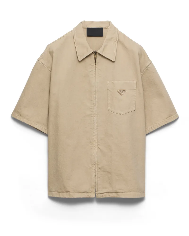 Prada Altes Hemd Aus Denim, Herren, Sand, Größe Sand