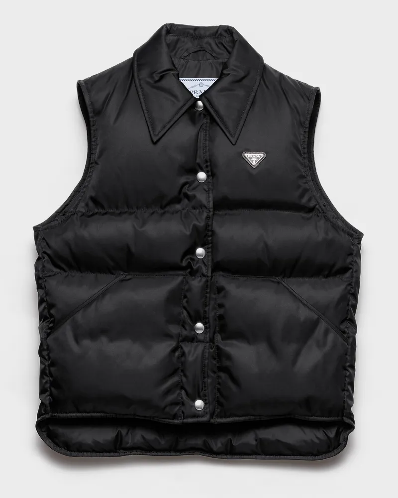 Prada Daunenweste aus Re-Nylon Schwarz