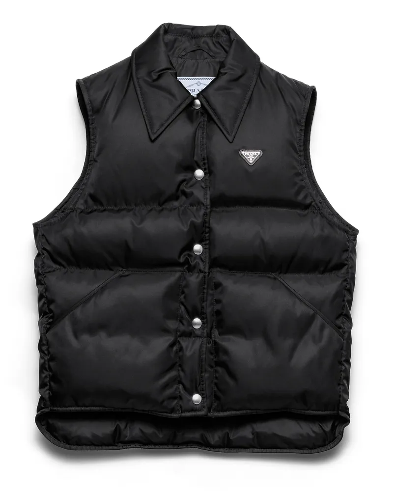 Prada Daunenweste Aus Re-nylon, Damen, Schwarz, Größe Schwarz