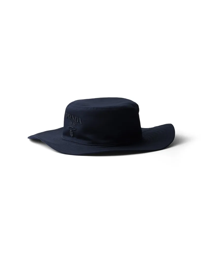 Prada Hut Aus Drillich Mit Breiter Krempe, Herren, Blau, Größe Blau