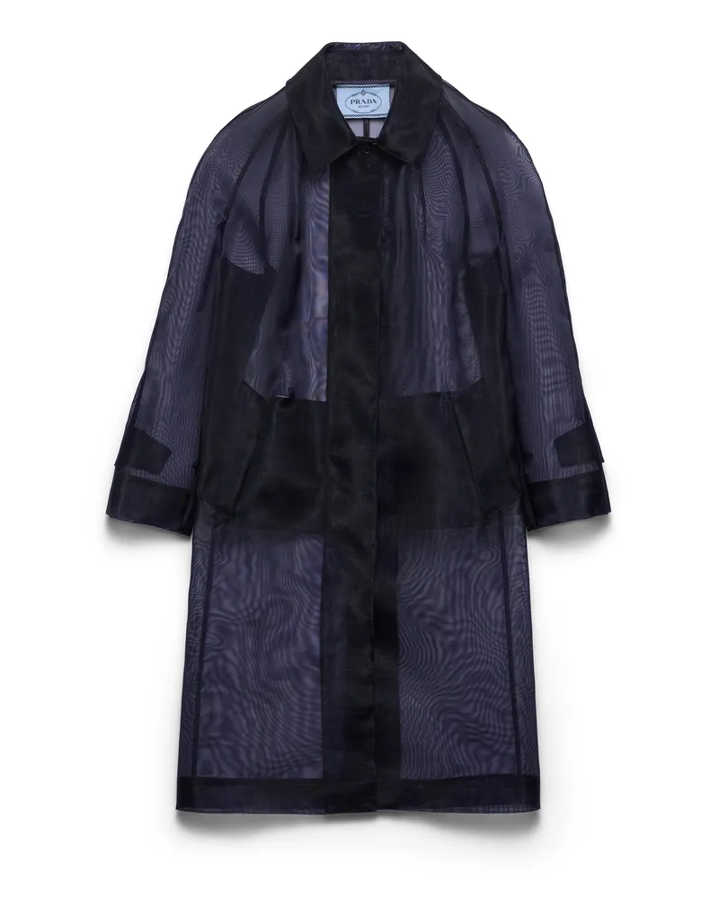 Prada Einreihiger Mantel Aus Crinoline, Damen, Blau, Größe Blau