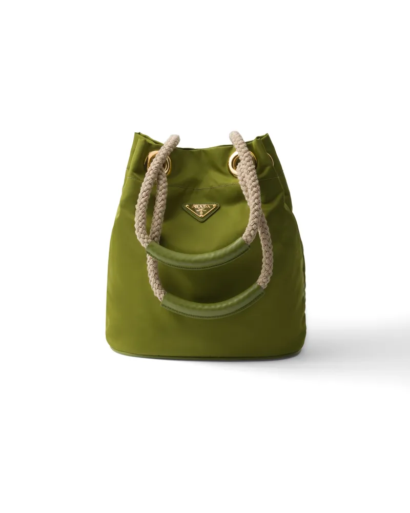 Prada Kleine  Mariner Bucket Bag Aus Re-nylon, Damen, Efeugrün Efeugrün