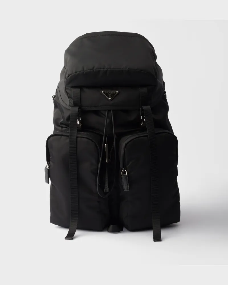 Prada Rucksack aus Re-Nylon und Saffiano-Leder Schwarz