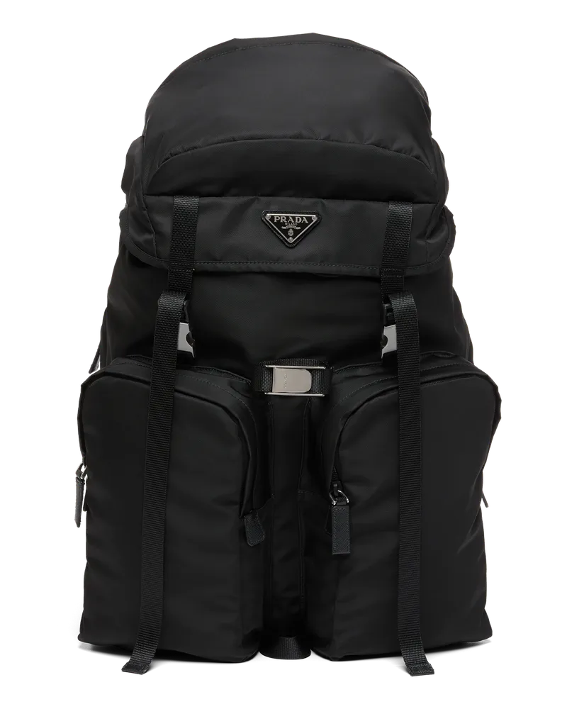 Prada Rucksack aus Re-Nylon und Saffiano-Leder Schwarz