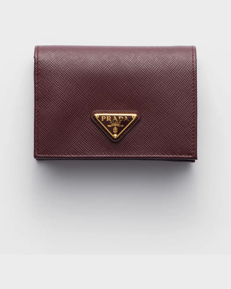 Prada Small Saffiano Leather Wallet Burgunderrot