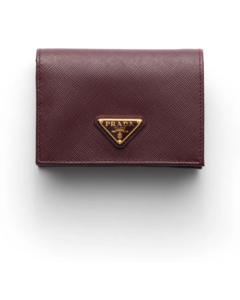 Prada Small Saffiano Leather Wallet, Damen, Burgunderrot Burgunderrot