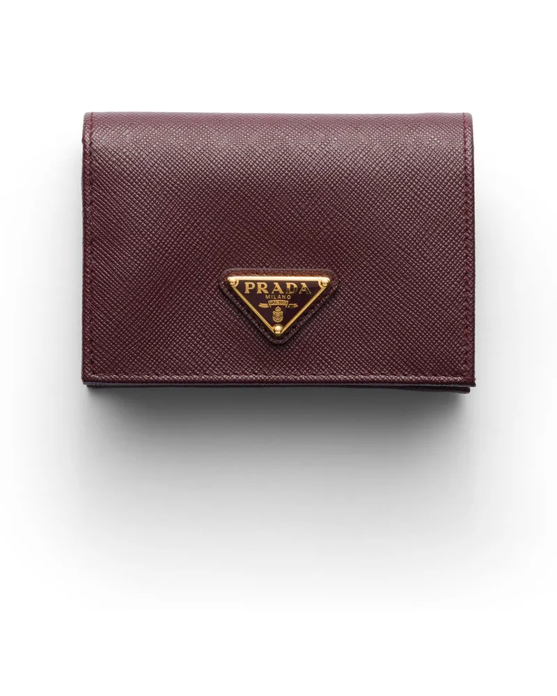Prada Small Saffiano Leather Wallet, Damen, Burgunderrot Burgunderrot