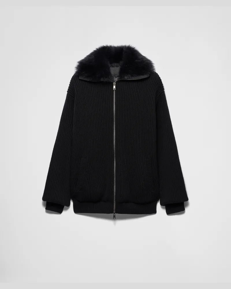 Prada Strickjacke aus Wolle und Kaschmir Schwarz