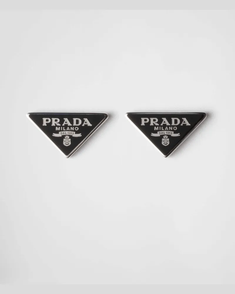 Prada Ohrringe aus emailliertem Silber Schwarz