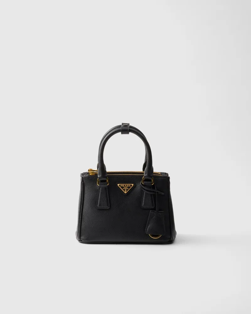 Prada Galleria Micro-Tasche aus Saffiano-Leder Schwarz