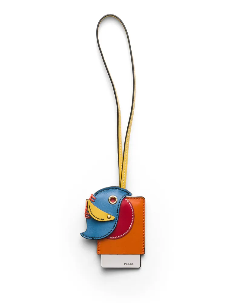 Prada Anhänger Mit Spiegeletui Aus Leder, Damen, Welle/rot Welle