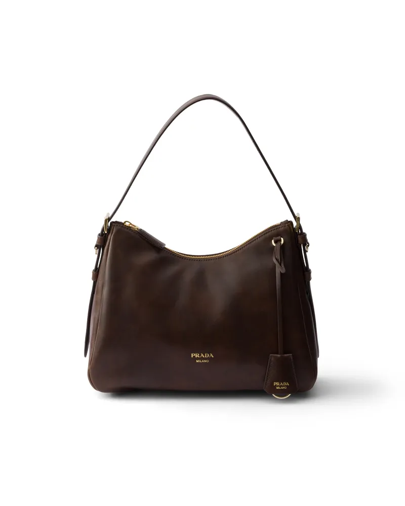 Prada Mittelgroße  Aimée Schultertasche Aus Leder, Damen, Kakaobraun Kakaobraun