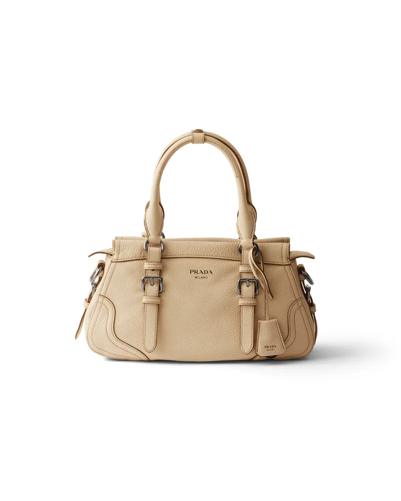 Prada Große Tote Bag Aus Leder, Damen, Sandbeige Sandbeige