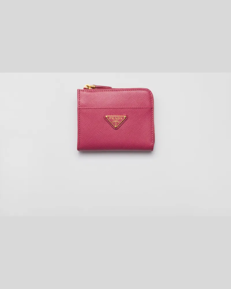 Prada Kleine Geldbörse aus Saffiano-Leder mit Reißverschluss Heiderosa