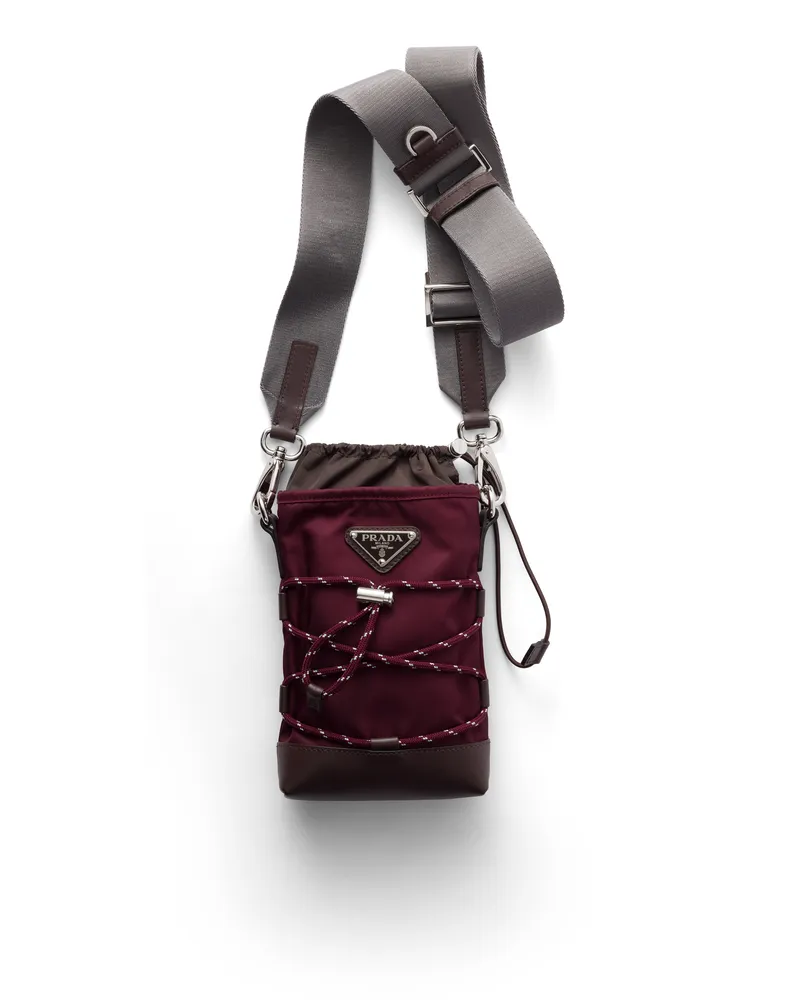 Prada Speedrock Smartphone-hülle Aus Re-nylon Und Leder, Herren, Burgunderrot Burgunderrot