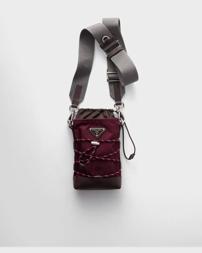 Prada Speedrock Smartphone-Hülle aus Re-Nylon und Leder Burgunderrot