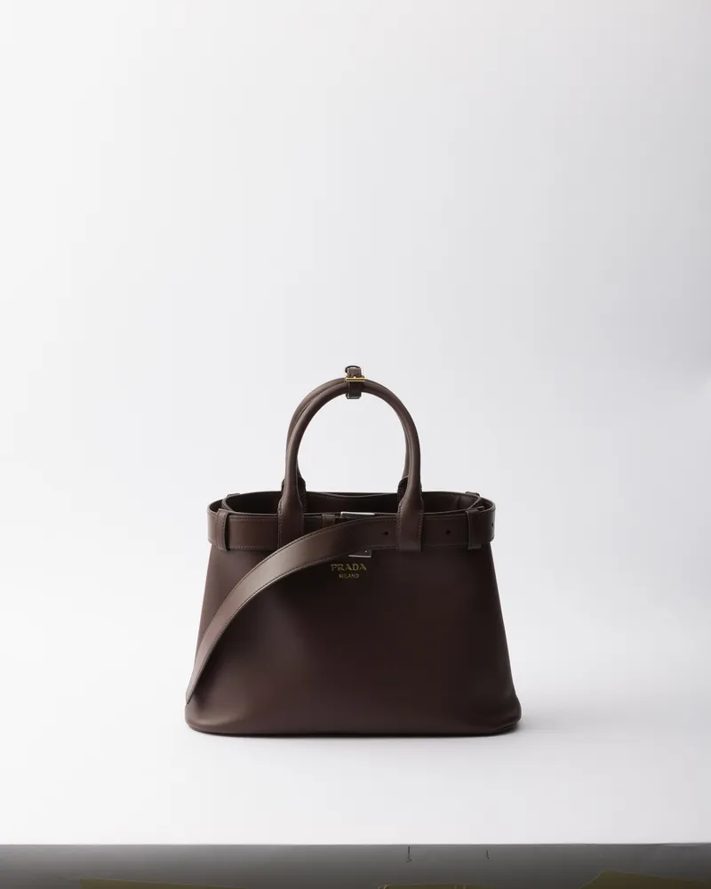 Prada Kleine  Buckle Handtasche Aus Leder Mit Gürtel, Damen, Bruyère-holz Bruyère-holz