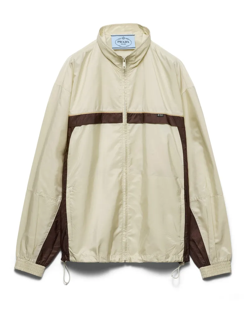 Prada Jacke Aus Leichtem Re-nylon, Damen, Kalkweiß/ebenholz, Größe Kalkweiß