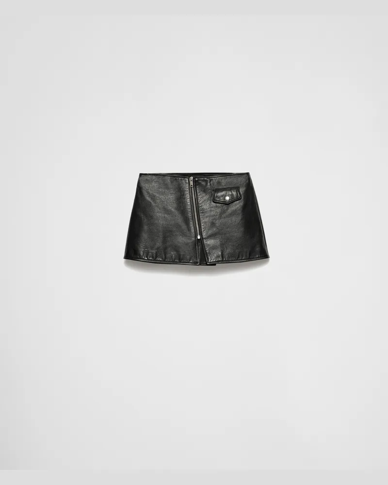 Prada Minirock aus Leder Schwarz