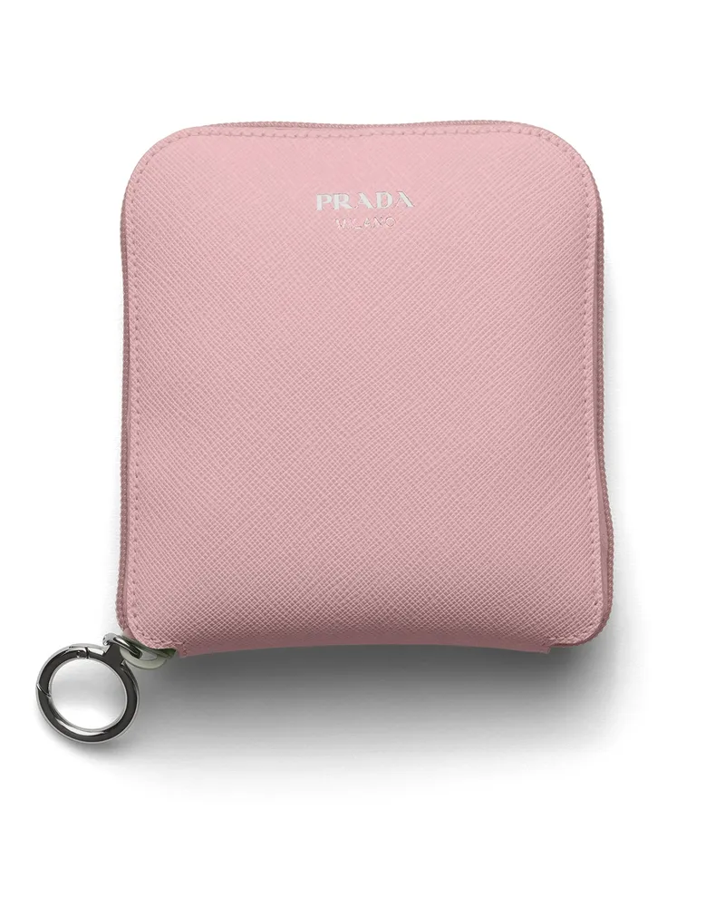 Prada Anhänger Aus Saffiano-leder Mit Tasche Aus Re-nylon, Damen, Pfirsich Pfirsich