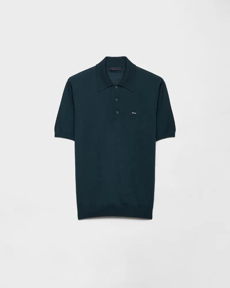 Prada Poloshirt aus Superfine-Wool Flaschengrün