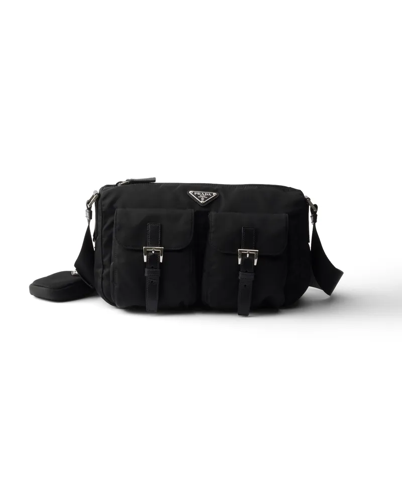 Prada Schultertasche Aus Re-nylon, Damen, Schwarz Schwarz