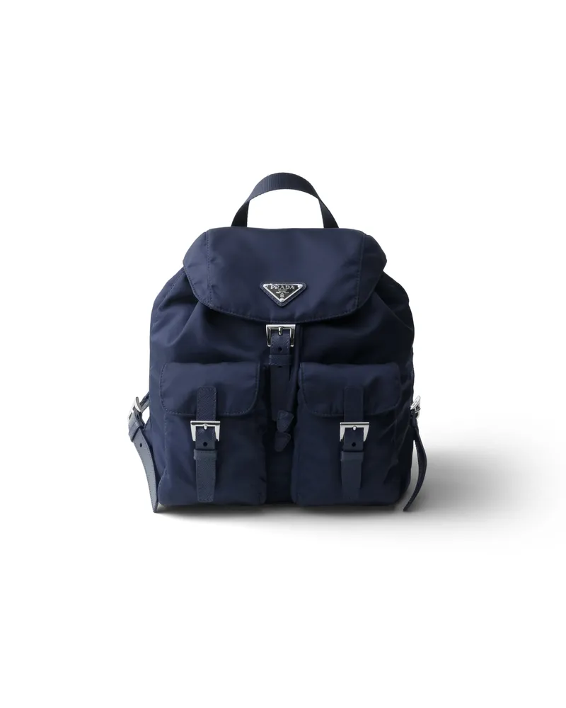 Prada Kleiner Rucksack Aus Re-nylon, Damen, Ostseeblau Ostseeblau