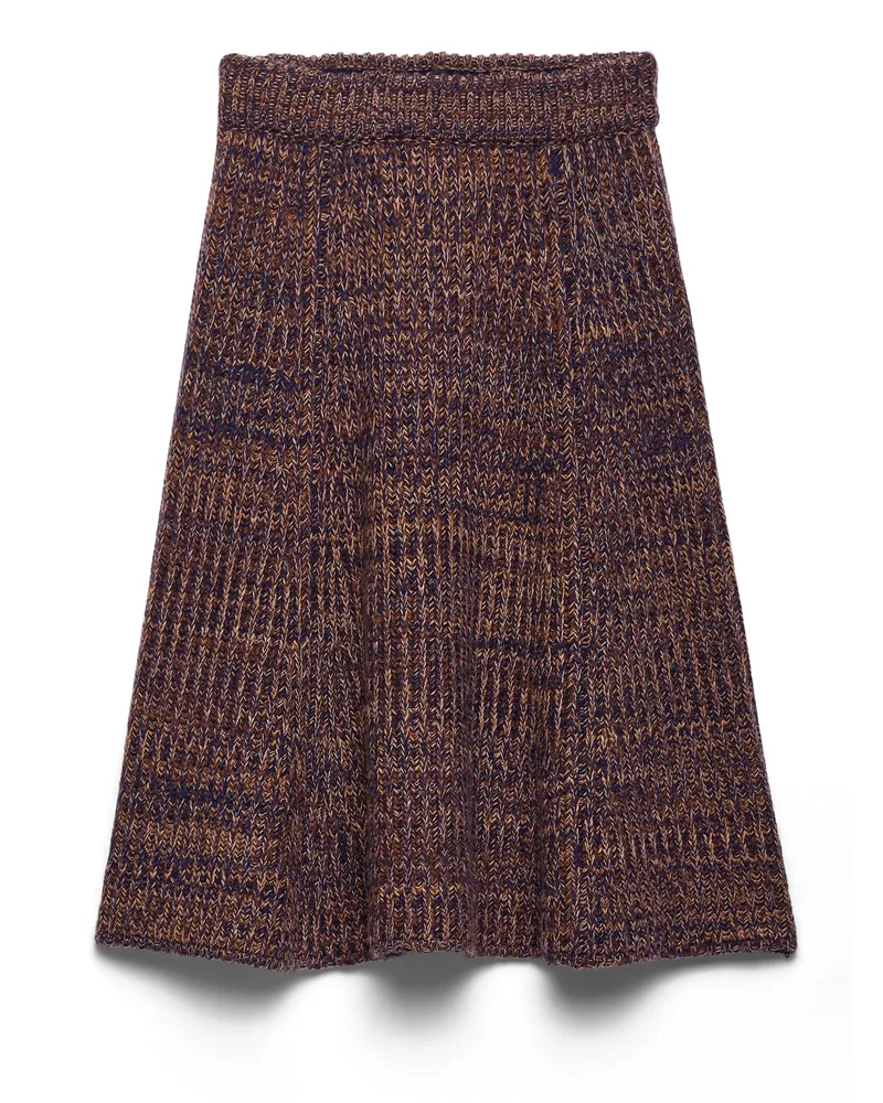 Prada Rock Aus Wollgemisch Und Kaschmirstrick, Damen, Marineblau/rost, Größe Marineblau