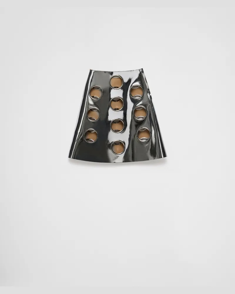 Prada Rock aus glänzendem Leder Silber