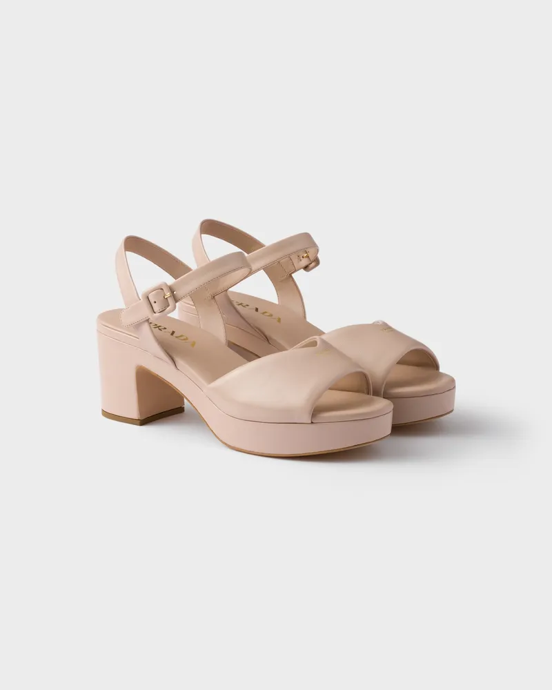 Prada Sandalen aus gepolstertem Nappa-Leder Sandbeige