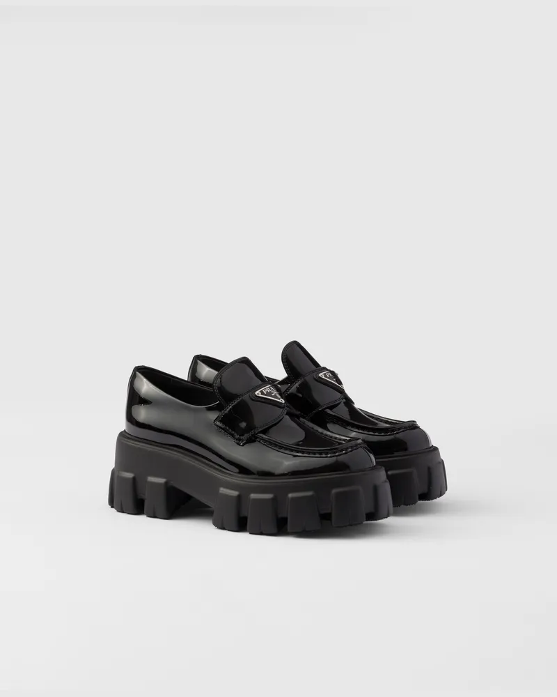 Prada Monolith Loafer aus Lackleder Schwarz