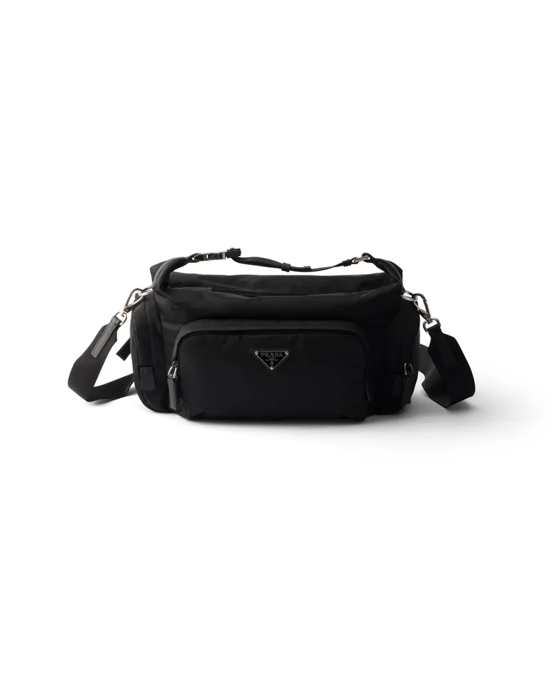 Prada Schultertasche Aus Re-nylon Und Saffiano-leder, Herren, Schwarz Schwarz