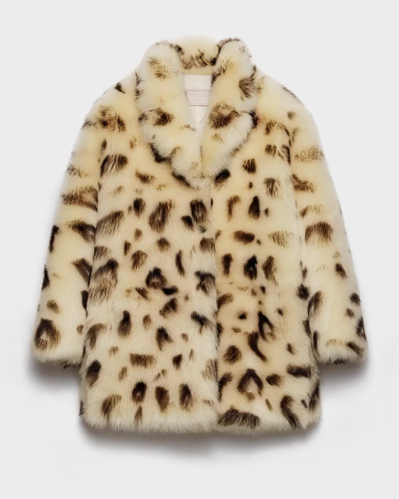 Prada Mantel aus Lammfell Elfenbein