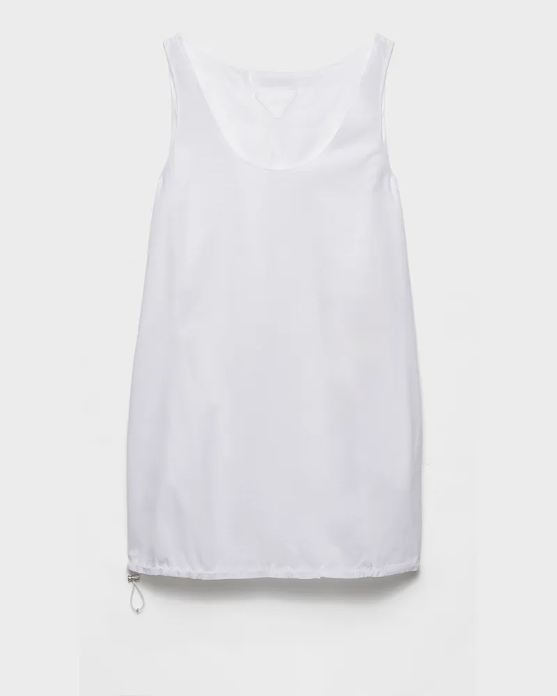 Prada Wendbares Minikleid aus Baumwolljersey und Re-Nylon Weiss