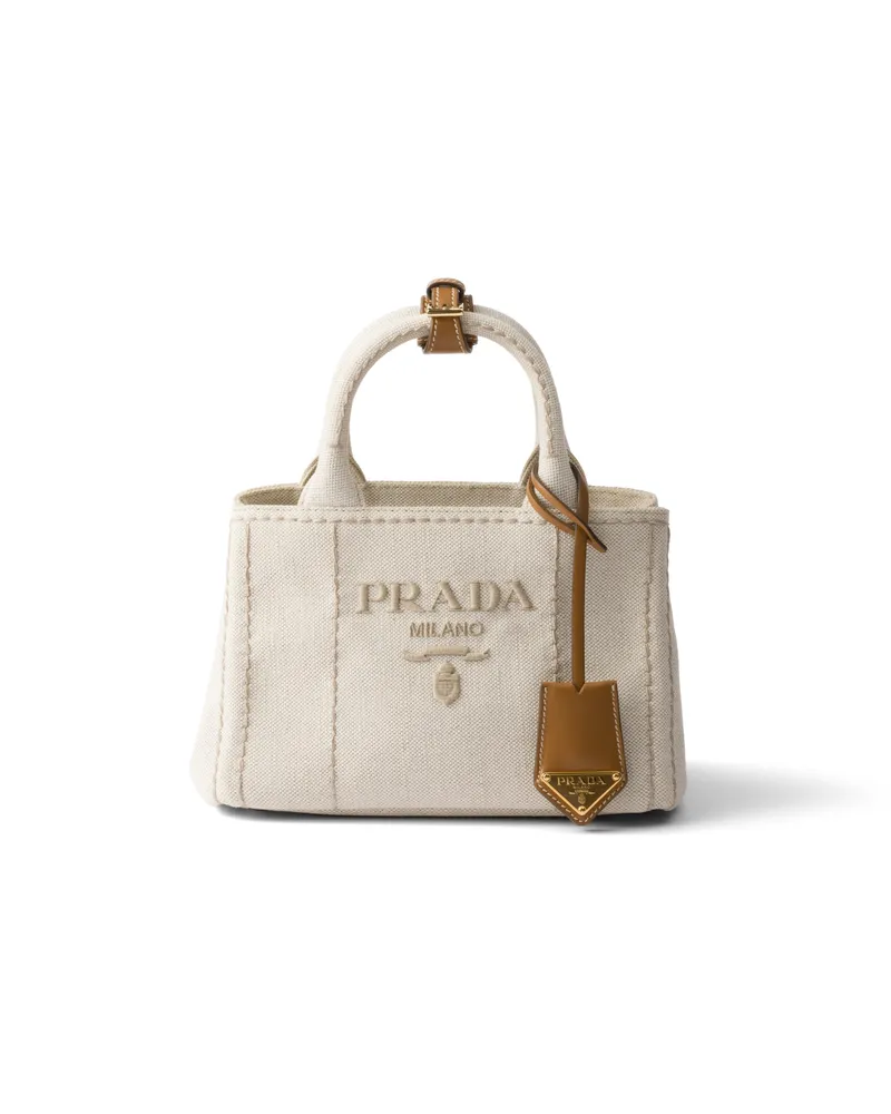 Prada Jardinière Mini-handtasche Aus Leinenmischgewebe, Damen, Natur Natur